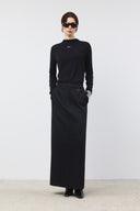 BACK DOUBLE WAIST MAXI SKIRT IN BEIGE image 1