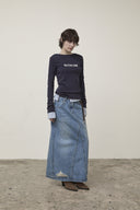 GLITTER SLIM LOGO KNIT TOP IN NAVY image 17