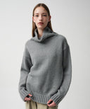 BUTTONED - PLACKET TURTLENECK SWEATER IN GRAY image 1