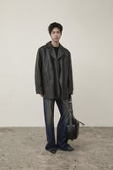 FAUX LEATHER DOUBLE JACKET FOR MEN IN BLACK image 18