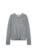 MOHAIR LAYERED KNIT PULLOVER IN LIGHT GRAY image 1