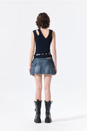 CARGO MINI DENIM SKORT IN BLUE image 19