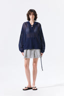 DISTRESSED TERRY SKORT SHORTS IN GRAY image 9