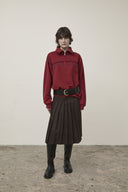 SIDE ZIPPER PLEATS MIDI SKIRT IN DARK BROWN image 16