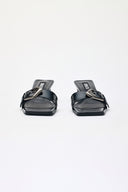 BUCKLE POINT SLIDE HEELS IN BLACK image 2