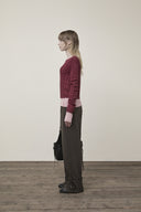 DIAGONAL TEXTURE KNIT TOP IN BURGUNDY image 6