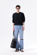 BACK LOGO SHEER CARDIGAN FOR MEN IN BLACK image 10