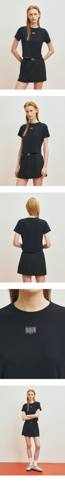 MARITHE SPORT W CLASSIC LOGO CROP TEE IN NAVY image 7
