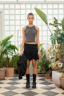 UNBALANCE FLARE FOLDING SKIRT IN BLACK image 19