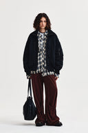 HIGH NECK BUTTON POINT ZIP UP JUMPER IN BLACK image 8