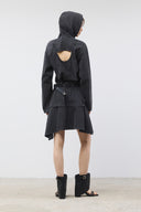 BACK OPEN HOODY JERSEY DRESS IN CHARCOAL GREY image 12
