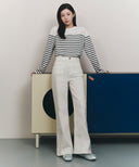 W BOOT-CUT DENIM PANTS IN WHITE image 15