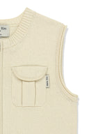POCKET WASHED KNIT VEST IN LIGHT BEIGE image 4