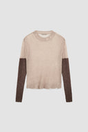 HAND WARMER LAYERED PULLOVER IN BEIGE image 3