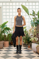 UNBALANCE FLARE FOLDING SKIRT IN BLACK image 18