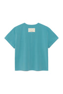 STITCH PRINTING DETAIL CROP TOP IN TURQUOISE BLUE image 2