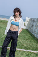 STRING NYLON CARGO PANTS IN BLACK image 11