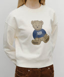 W DOODLE BEAR CROP SWEATSHIRT IN IVORY image 4