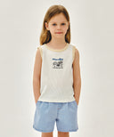 KIDS WAFFLE RINGER SLEEVELESS IN IVORY image 12