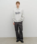 BASEBALL LOGO COLLAR HALF ZIPUP SWEATSHIRT IN LIGHT HEATHER GREY image 12