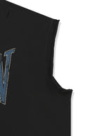 RAW EDGE CUT OUT SLEEVELESS TOP FOR MEN IN BLACK image 14