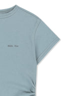 SIDE SHIRRING BUTTON TOP IN LIGHT BLUE image 15