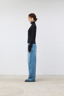 TWISTED SEAM DENIM PANTS IN BLUE image 7