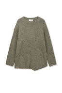ASYMMETRIC DAMAGED KNIT PULLOVER IN KHAKI image 10