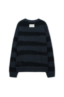 TEXTURE BLOCK STRIPE KNIT PULLOVER IN NAVY image 2