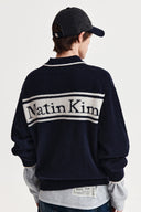 BACK LOGO COLLAR KNIT TOP FOR MEN IN DARK NAVY image 19