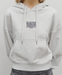 W SMALL CLASSIC LOGO CROP HOODIE IN LIGHT HEATHER GREY image 4