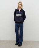 BASEBALL LOGO COLLAR HALF ZIPUP SWEATSHIRT IN NAVY image 12