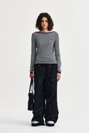 ESSENTIAL BOAT NECK KNIT TOP IN BLACK image 9