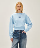 W FLOWER CLASSIC LOGO CROP SWEATSHIRT IN SKY BLUE image 12