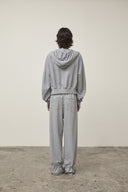 SLEEVE STRING DETAIL HOODY ZIP UP IN GRAY image 11
