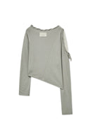 WEAVING LONG SLEEVE TOP IN LIGHT GRAY image 3