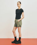 MARITHE SPORT W DOUBLE-LAYER SHORTS IN OLIVE