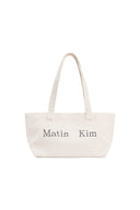 MATIN LOGO CANVAS WIDE SHOULDER BAG IN IVORY image 1