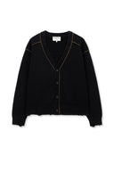 BACK LOGO LINE POINT KNIT CARDIGAN IN BLACK image 12