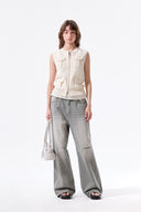 POCKET WASHED KNIT VEST IN CHARCOAL GREY image 20