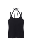 STRING HALTER NECK TANK TOP IN BLACK image 1