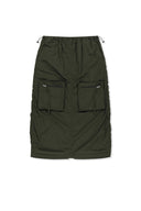 PATCH POCKET SHIRRING NYLON SKIRT IN KHAKI image 1