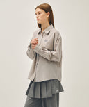 W PATTERN SHEER SHIRT IN GREY PINK image 2