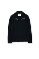 HANDMADE COLLAR KNIT CARDIGAN FOR MEN IN BLACK image 13