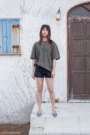 STITCH POINT DENIM SHORTS IN BLACK image 6
