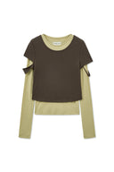 LAYERED POINT SLIM TOP IN BROWN image 1