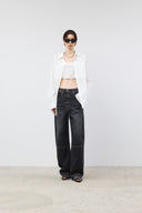 TWISTED SEAM DENIM PANTS IN DARK GRAY image 9