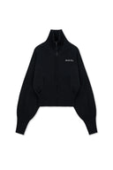 HIGH NECK EMBROIDERED LOGO ZIP UP FOR WOMEN IN BLACK image 1