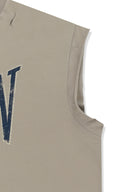 RAW EDGE CUT OUT SLEEVELESS TOP FOR MEN IN BEIGE image 5