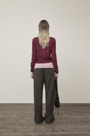 DIAGONAL TEXTURE KNIT TOP IN BURGUNDY image 7
